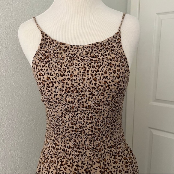 Japna women's Medium Tan Black Cheetah pants jumpsuit‎ wide leg animal print - Picture 4 of 8